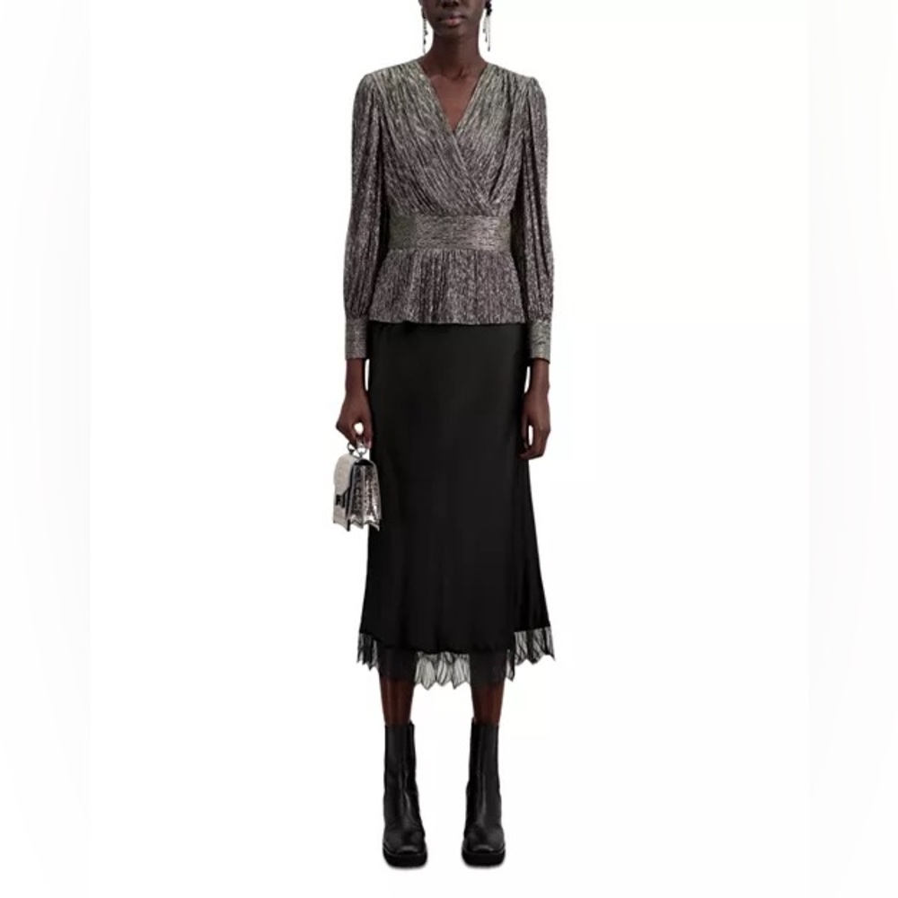 The Kooples Metallic Long Sleeve Top